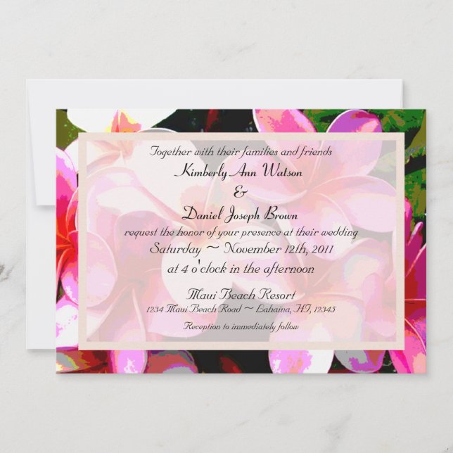 Colorida invitación a la boda tropical (Anverso)