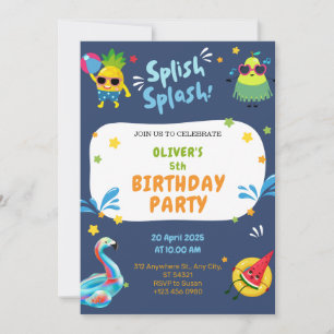 Colorida invitación a la fiesta de cumpleaños 5 de