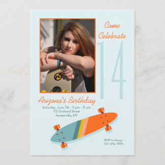 Colorida Invitación a la foto del Skateboard