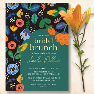 Colorida invitación a Relieve metalizado de brunch