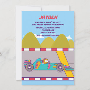 Colorida invitación a un coche de carrera