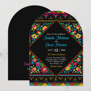 Colorida invitación al arco boda mexicano