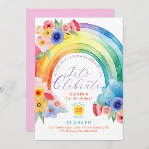Colorida invitación al arco iris 1 cumpleaños