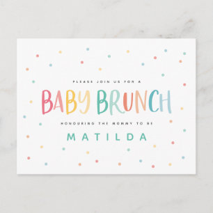 Colorida invitación al brunch de bebé con arco iri