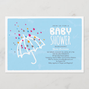 Colorida invitación al paraguas de Baby Shower