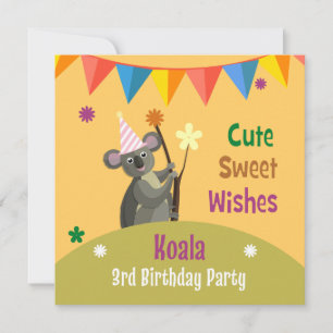 Colorida invitación al partido de cumpleaños Koala