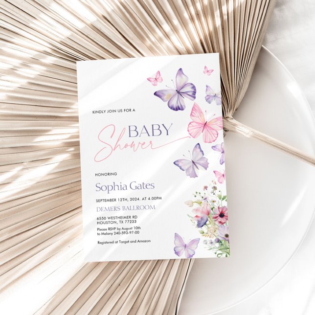 Colorida invitación de Baby Shower con mariposas (Subido por el creador)