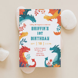 Colorida invitación de cumpleaños a Dragon