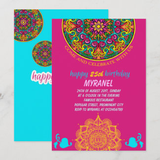 Colorida invitación de cumpleaños a Mandala