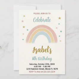 Colorida invitación de cumpleaños con arcoiris