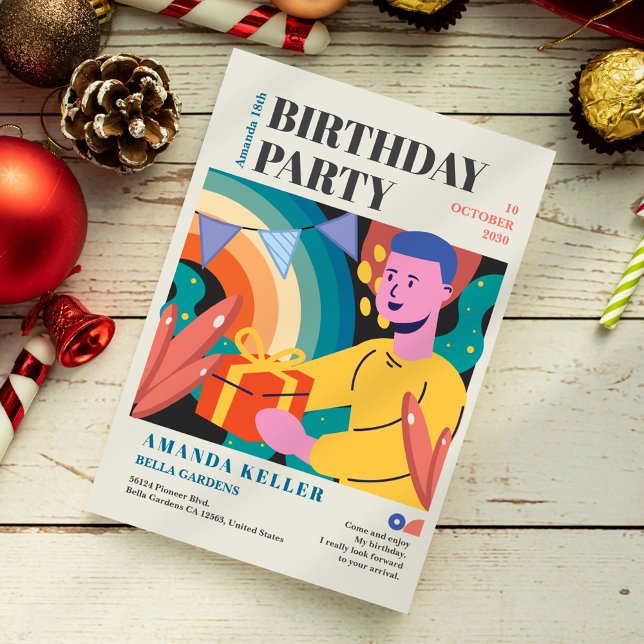 Colorida invitación de cumpleaños de Personalizado (Subido por el creador)