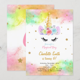 Colorida invitación de cumpleaños de Unicornio
