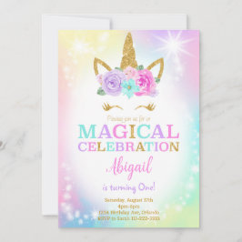 Colorida invitación de cumpleaños de Unicornio
