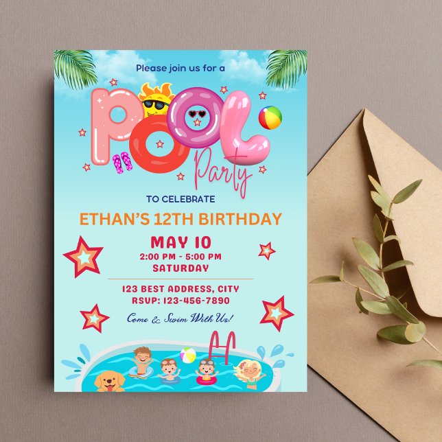 Colorida invitación de cumpleaños de verano / Fies (Subido por el creador)