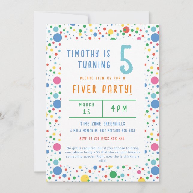 Colorida Invitación de cumpleaños del Fiesta Pokad (Anverso)