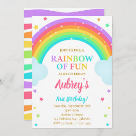 Colorida invitación de cumpleaños mágica arcoiris