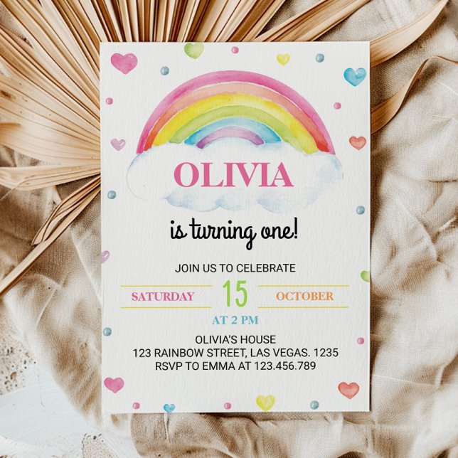 Colorida invitación de cumpleaños moderna al arco  (Subido por el creador)