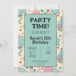 Colorida invitación de cumpleaños personalizada