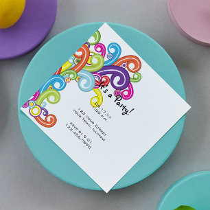 Colorida invitación de fiesta de Swirls
