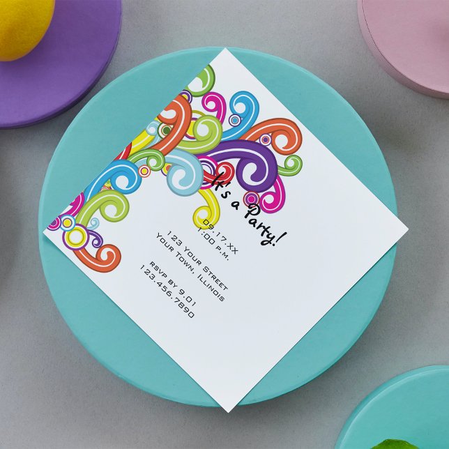 Colorida invitación de fiesta de Swirls (Subido por el creador)