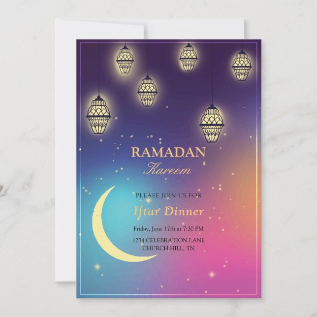 colorida invitación de Iftar (Anverso)