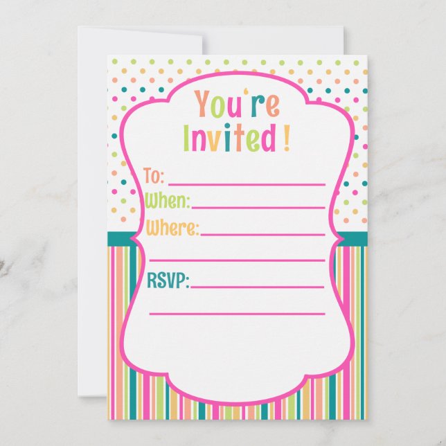 Colorida invitación de personalizado de cumpleaños (Anverso)