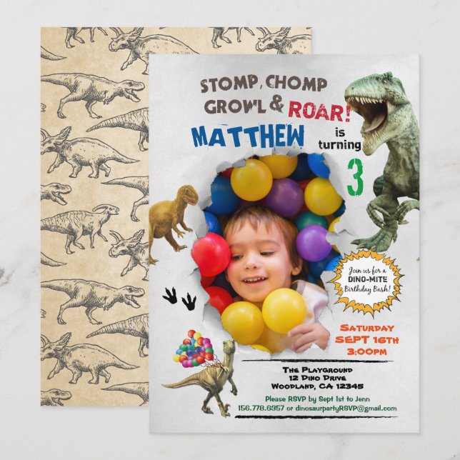 Colorida invitación fotográfica de cumpleaños de D (Anverso / Reverso)