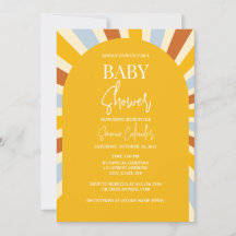 Colorida invitación Retro Sunshine a Baby Shower
