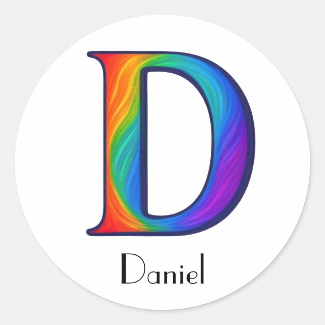 Colorida Letra inicial D Pegatina (Anverso)