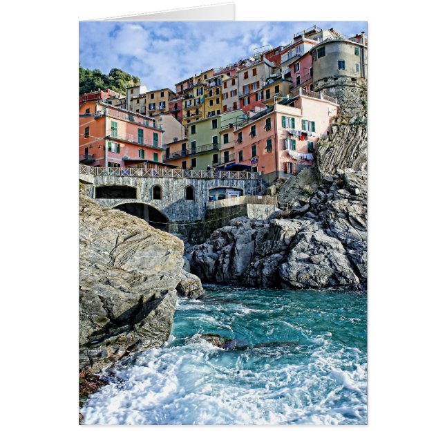 Colorida Manarola, tarjeta de saludo de Italia (Frente)