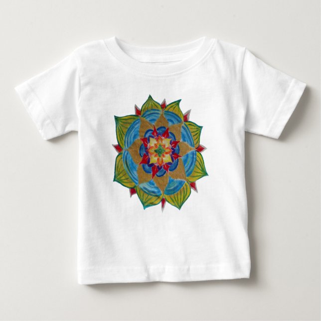 Colorida Mandala Baby Fine Jersey T-Shirt (Anverso)