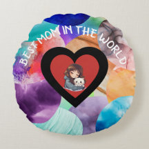 Colorida Mejor Mamá En El Cojín decorativo Mundial