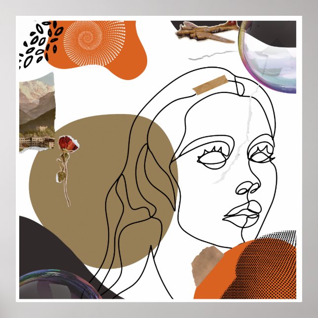 Colorida mujer abstracta frente al arte en el muro (Frente)