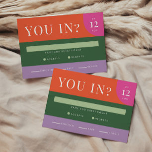 Colorida negrita negrita Tarjeta RSVP Naranja únic