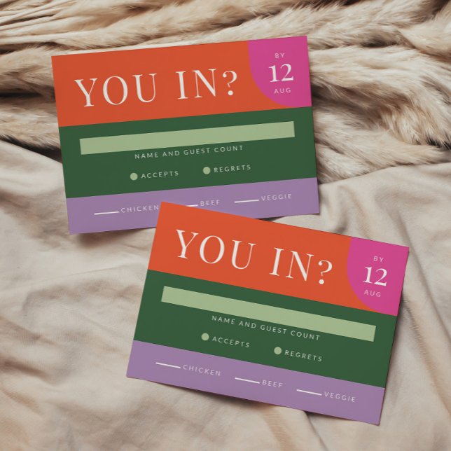 Colorida negrita negrita Tarjeta RSVP Naranja únic (This bright and colorful RSVP cards set the tone for fun with a unique and playful sentiment. )