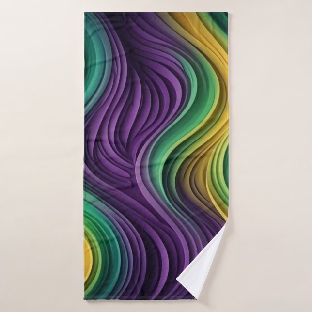 Colorida ola de Mardi Gras (Toalla de baño)