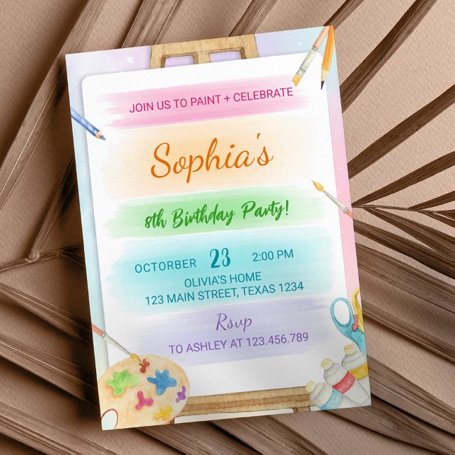 Colorida pintura de arte Invitación de cumpleaños (Subido por el creador)