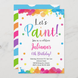 Colorida pintura de niños Invitación al cumpleaños