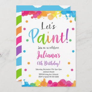 Colorida pintura de niños Invitación al cumpleaños