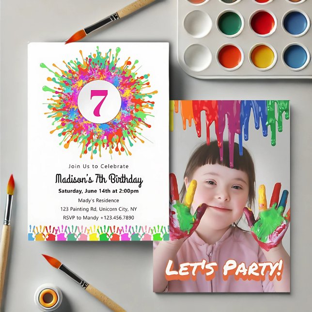 Colorida pintura Invitación a la fiesta de cumplea (Subido por el creador)