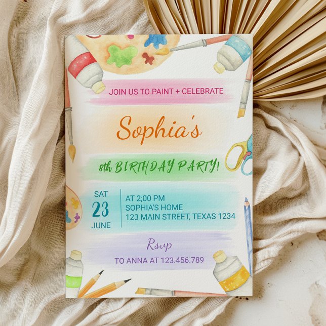Colorida pintura Pastel Invitación de cumpleaños (Subido por el creador)