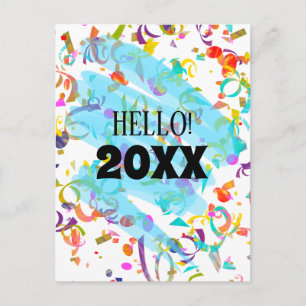 Colorida plantilla Confetti New Year Blue Squiggle