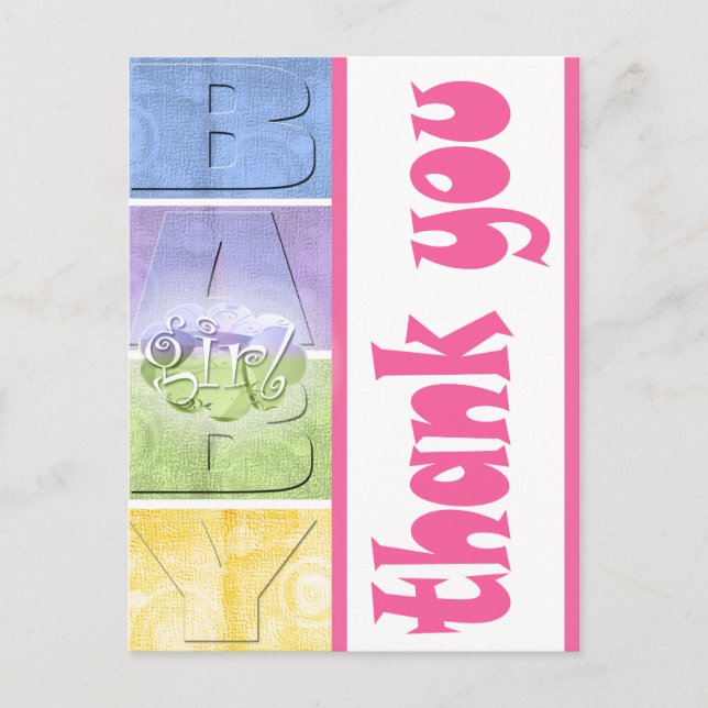 Colorida postal de Baby Shower Gracias (Anverso)