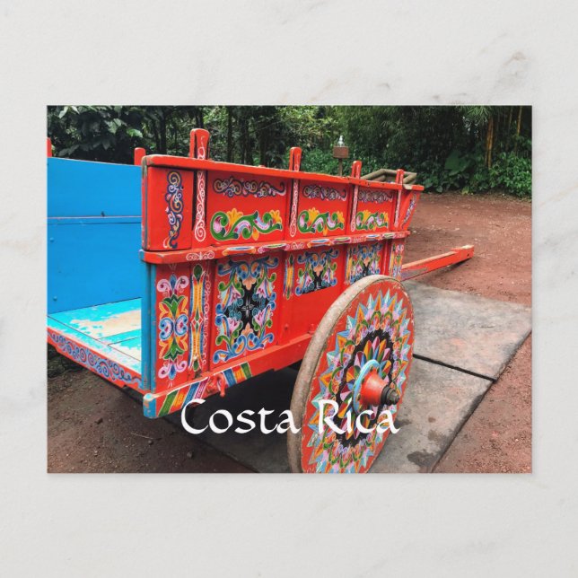 Colorida postal de Costa Rica Oxcart (Anverso)
