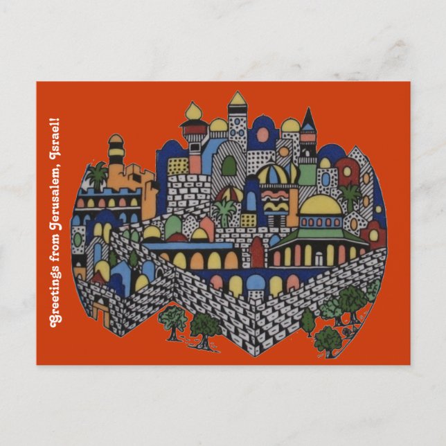 Colorida postal de Jerusalén (Anverso)