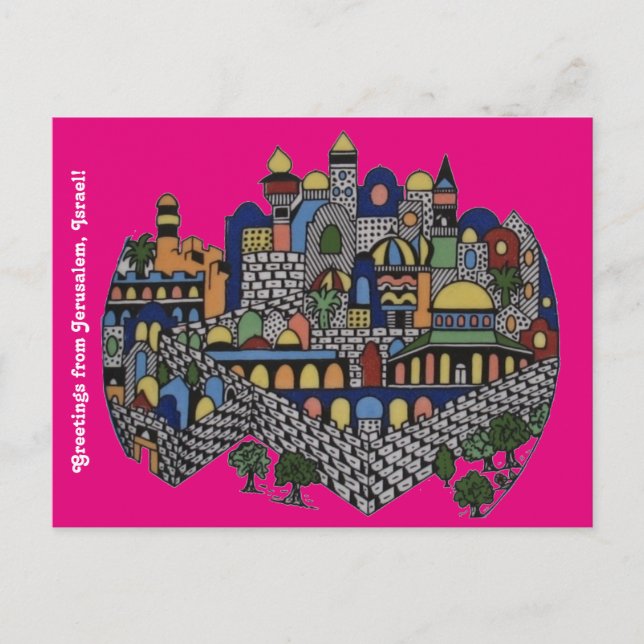 Colorida postal de Jerusalén (Anverso)