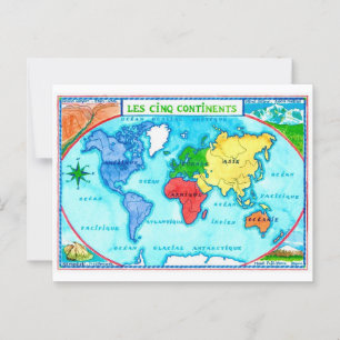 Colorida postal del Mapa Mundial