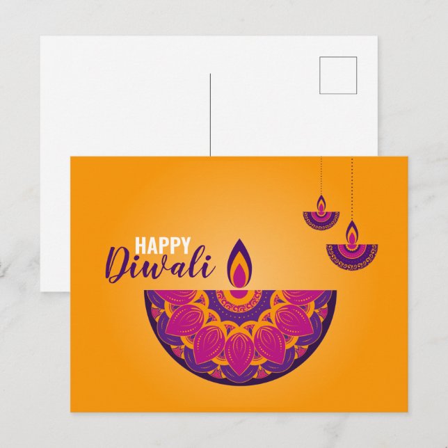 Colorida postal feliz Diwali (Anverso / Reverso)