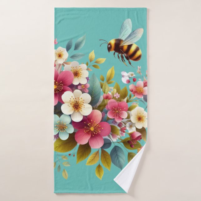 Colorida, Primavera/Abeja floral (Toalla de baño)
