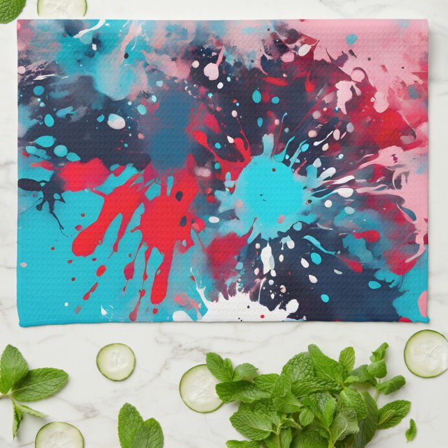 Colorida Splatter Paint Art Kitchen Toalla (Subido por el creador)